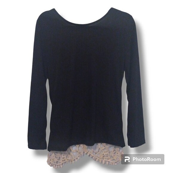 Boutique X-Large Lace Crochet Spine Back-Black-Sheer-Coverup-Swim-Reversible - Picture 2 of 7